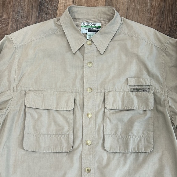 ExOfficio Buzz off shirt light tan long sleeve button up shirt size medium - Picture 2 of 16